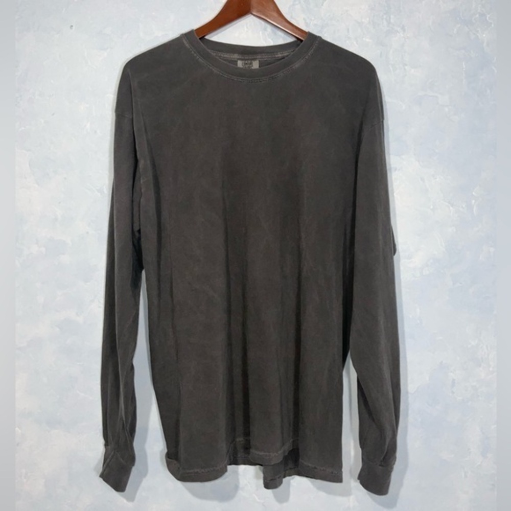 True Colors Graphite Gray Long Sleeve Crewneck 100% Cotton T-Shirt Mens XL